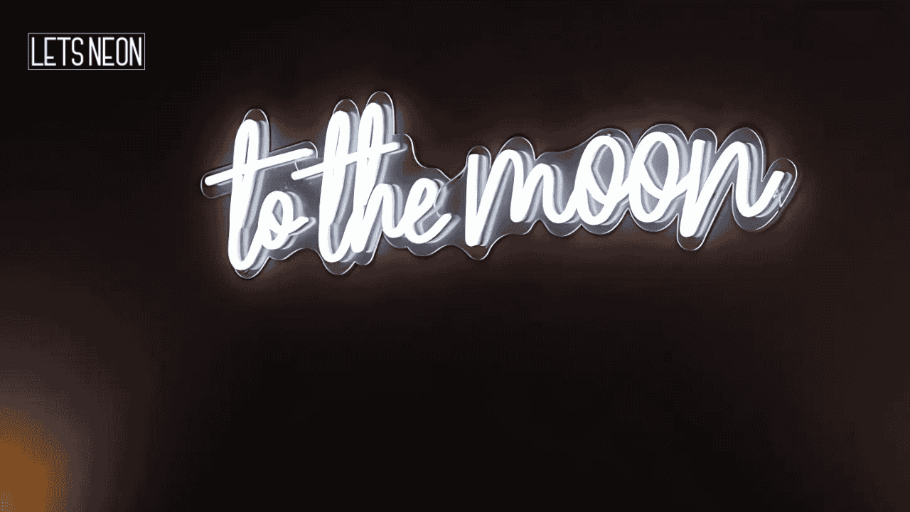 white neon sign, referring size of neon sign,