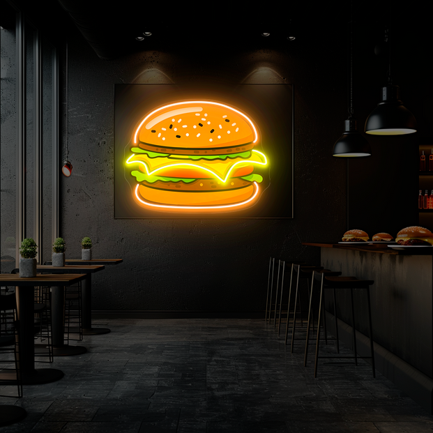 Burger UV Neon Sign