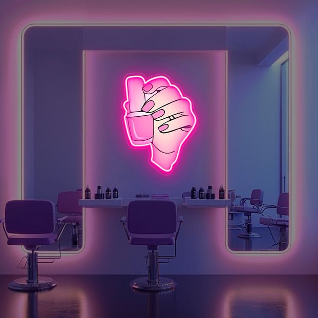 Nail Polish Hand UV Neon Sign
